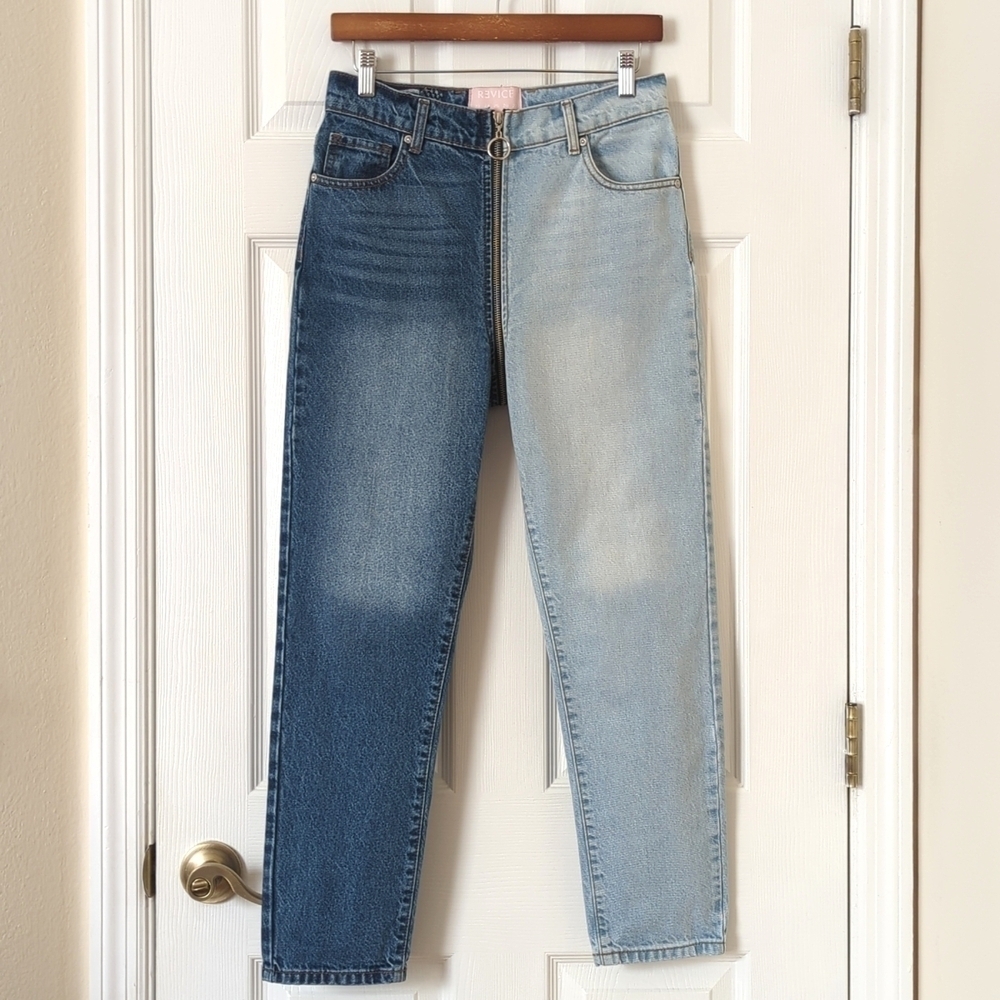 Revice Yin Yang Two Tone Wash High Waisted Slim Fit Ankle Cropped Jeans Tokyo 28